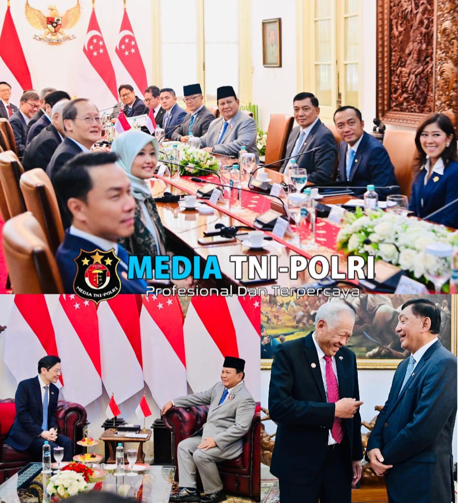 Presiden Republik Indonesia (RI) Prabowo Subianto Menerima Kunjungan Resmi Perdama Menteri (PM) Republik Singapura, Lawrence Wong di Istana Merdeka Jakarta