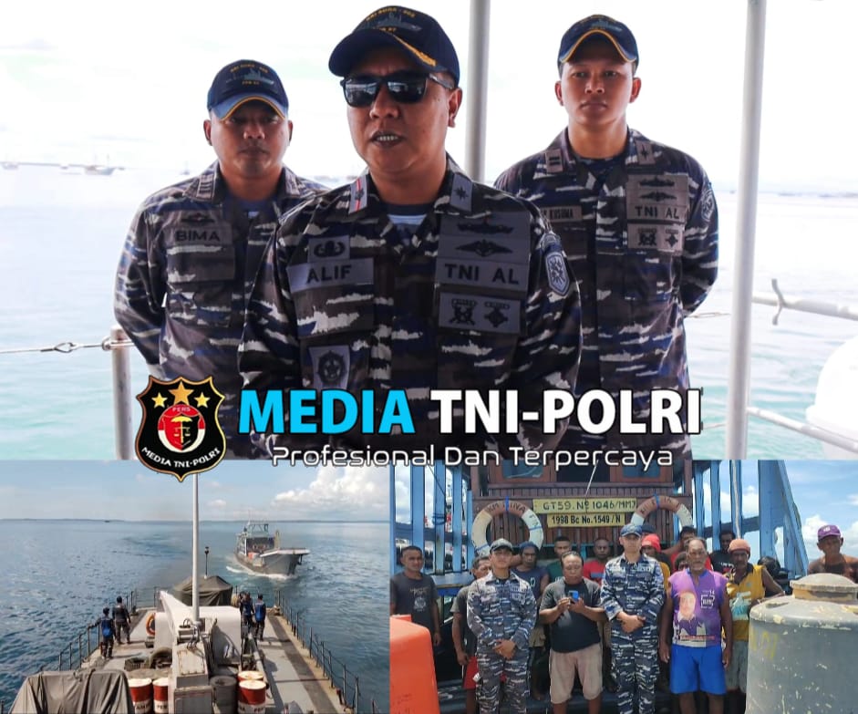 KRI Sura-802 SAR Evakuasi Kapal Nelayan Pasca Kehabisan Bahan Bakar di Tengah Laut