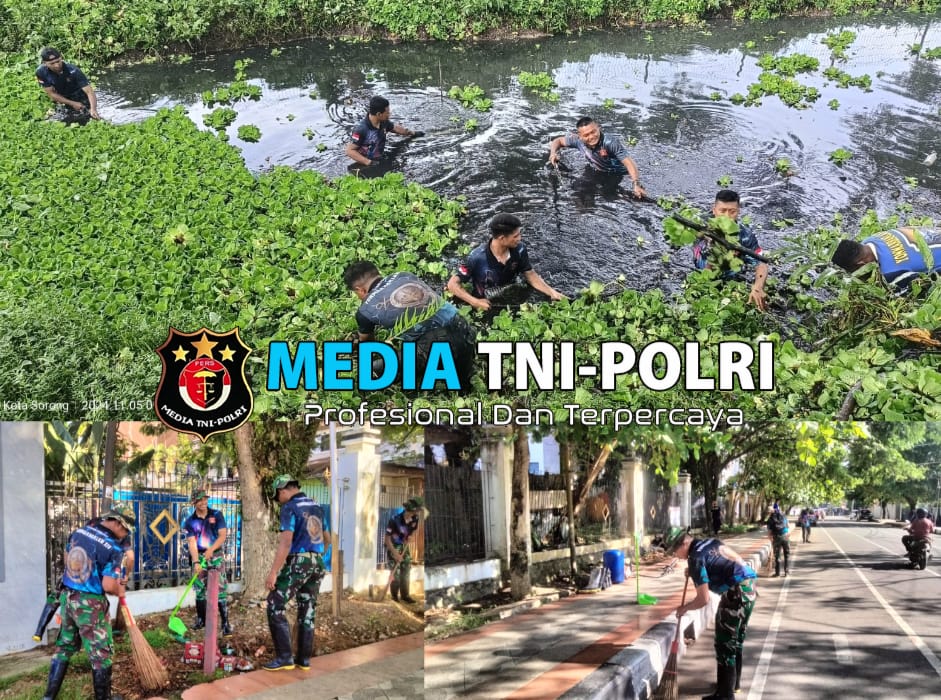 Ciptakan Kota Sorong Yang Bersih, Prajurit Yonmarhanlan XIV Laksanakan Karya Bhakti