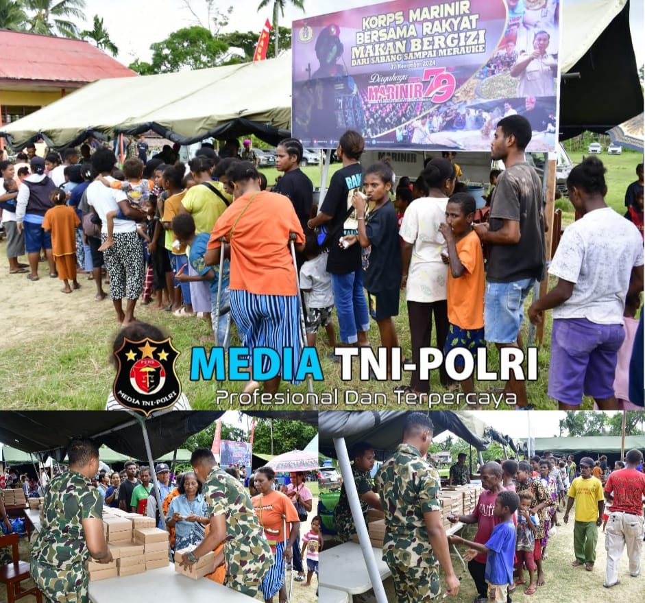 Cegah Stunting, Pasmar 3 Gelar Makan Bergizi Bersama Masyarakat Kampung Bahari Nusantara Pasmar 3 Yeflio