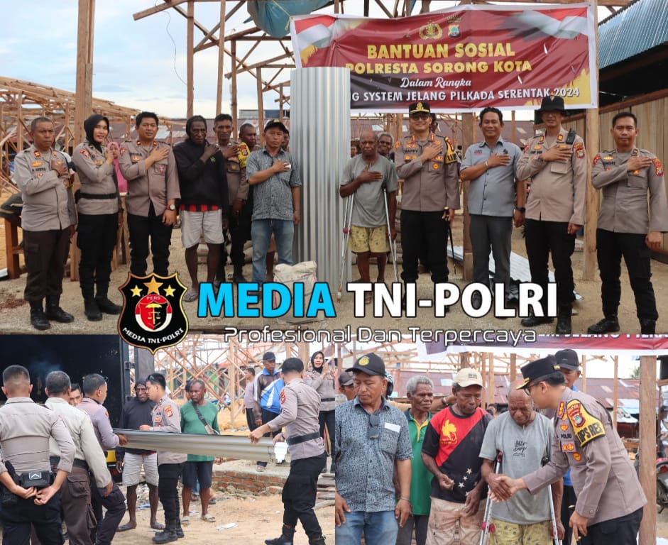 Polresta Sorong Kota Salurkan Bantuan untuk Korban Kebakaran Pasar Remu dalam Rangka Cooling System Pilkada 2024