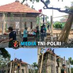 Jaga Hubungan Harmonis, Babinsa Koramil 0808/15 Gandusari Gotong Royong Pemasangan Genteng Mushola UPT SDN Soso 02