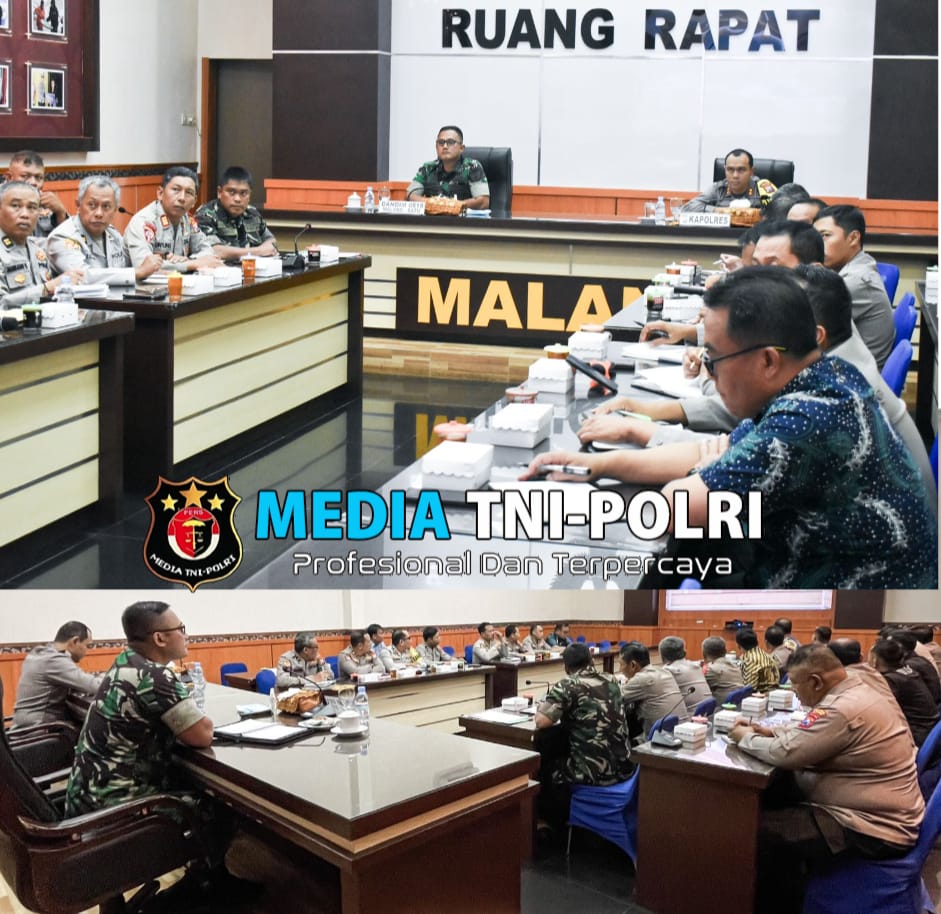 Dandim 0818/Malang-Batu Bersama Kapolres Malang Ikuti Vidcon Koordinasi Pengamanan Pilkada Serentak 2024