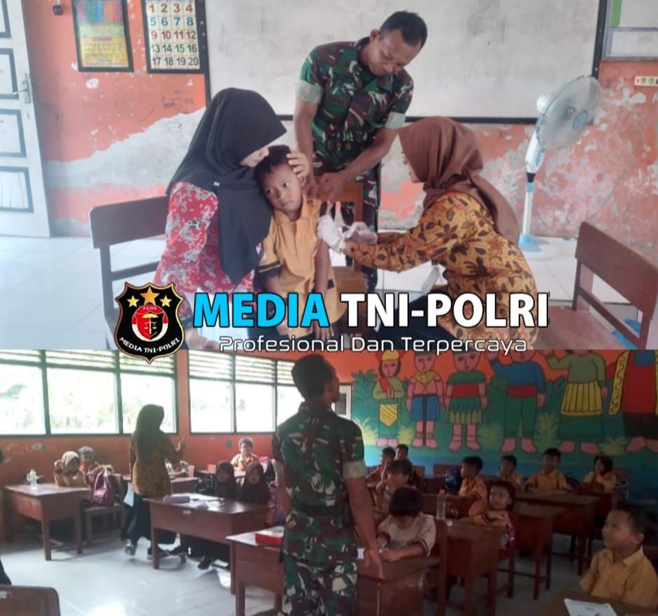 Babinsa Repaking Dukung Pelaksanaan Imunisasi Anak Sekolah