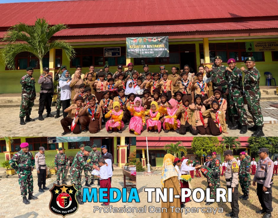 Satgas Pamtas Yonarmed 11 Kostrad Bagikan Alat Tulis di SD N 003 Sebatik Barat