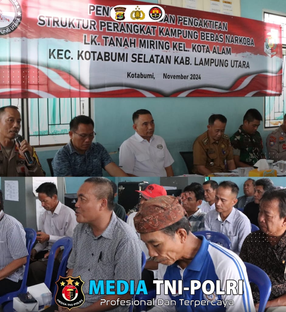 Polres Lampung Utara Kukuhkan dan Aktifkan Struktur Perangkat Kampung Bebas Narkoba Tanah Miring