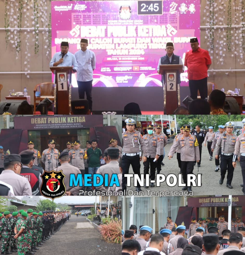 Ratusan Aparat Gabungan TNI-POLRI Amankan Debat Pamungkas Cabub Cawabup Lampung Tengah