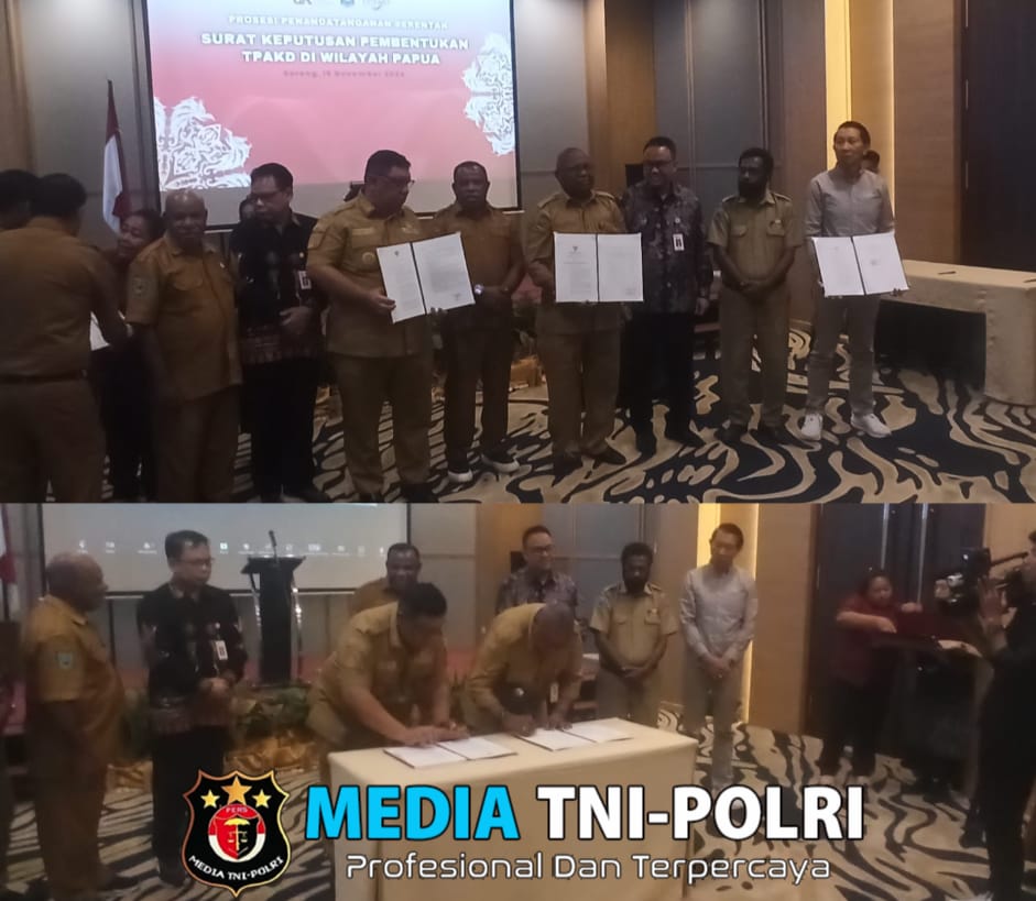 Penandatanganan Surat Keputusan Pembentukan Tim Percepatan Akses Keuangan Daerah (TPAKD) di Provinsi Papua Barat Daya