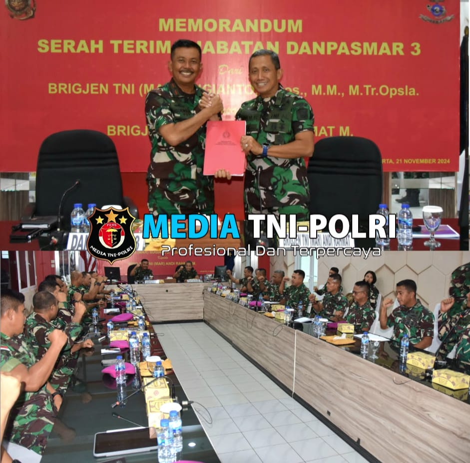 Brigjen TNI (Mar) Andi Rahmat M Terima Memorandum Pelaksanaan Tugas Komandan Pasmar 3