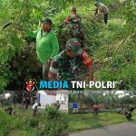 Minggu Bersih, Babinsa Desa Wonodadi Bersama Warga Kerja Bakti Bersihkan Parit Jalan Desa