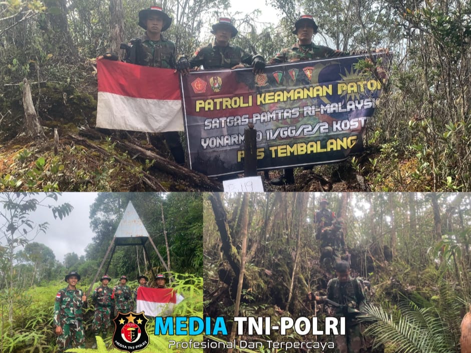 Garda Terdepan Kedaulatan Negara, Satgas Pamtas Yonarmed 11 Kostrad Laksanakan Patroli Patok