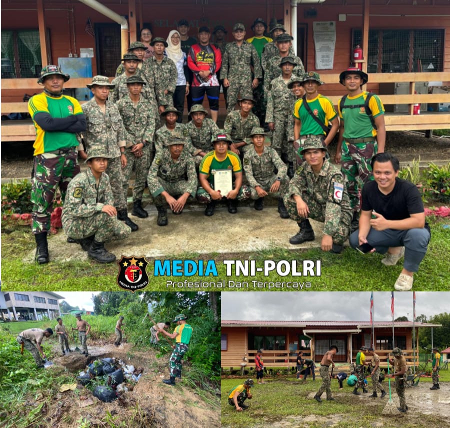 Satgas Pamtas Yonarmed 11 Kostrad Gelar Karya Bakti di Sekolah Kebangsaan Saliku