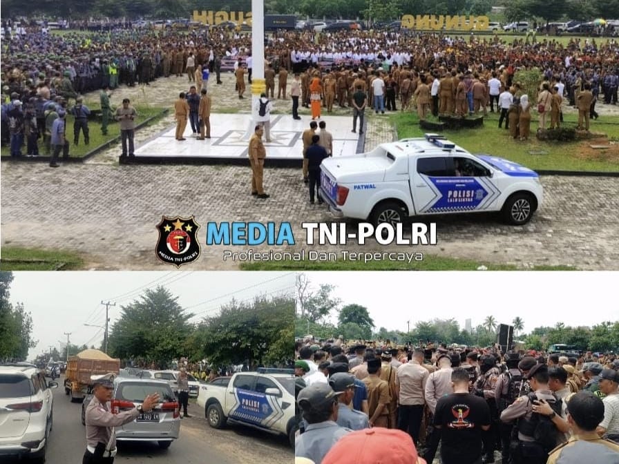Polres Lampung Tengah Amankan Aksi Unjuk Rasa Damai di Lapangan Merdeka Gunung Sugih