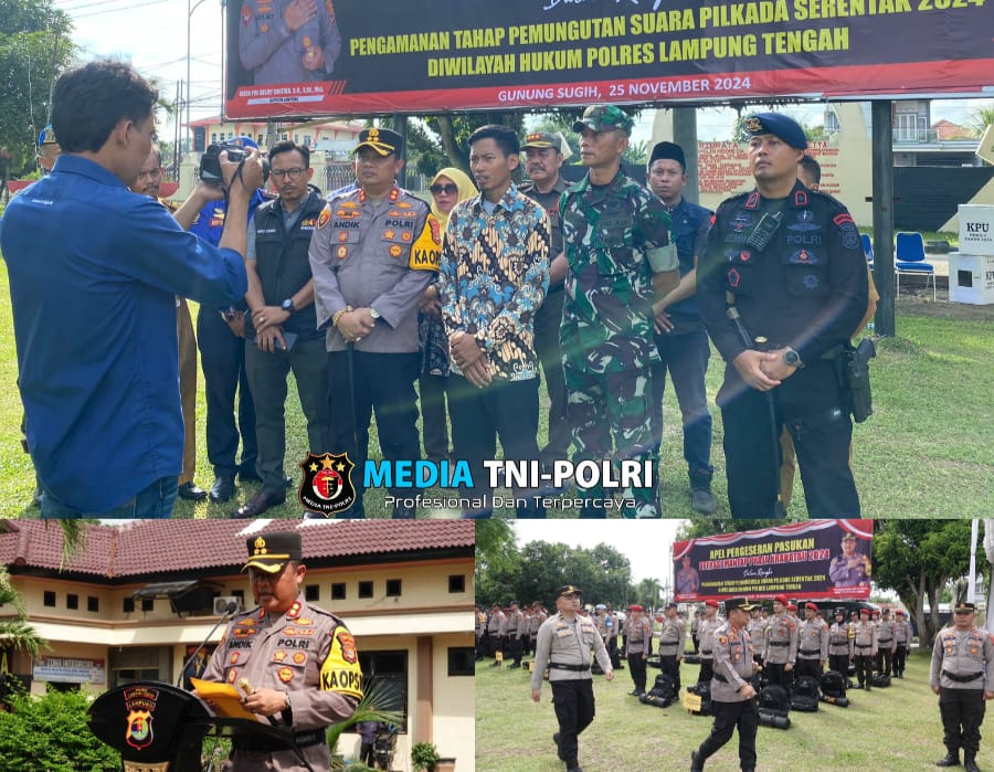 Kapolres Lampung Tengah Pimpin Apel Pergeseran Pasukan Pengamanan Pemungutan Suara Pilkada 2024