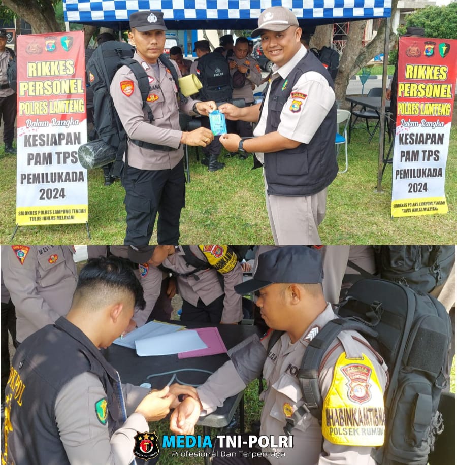 Pastikan Kondisi Prima, Si Dokkes Polres Lampung Tengah Periksa Kesehatan Personel Pam TPS