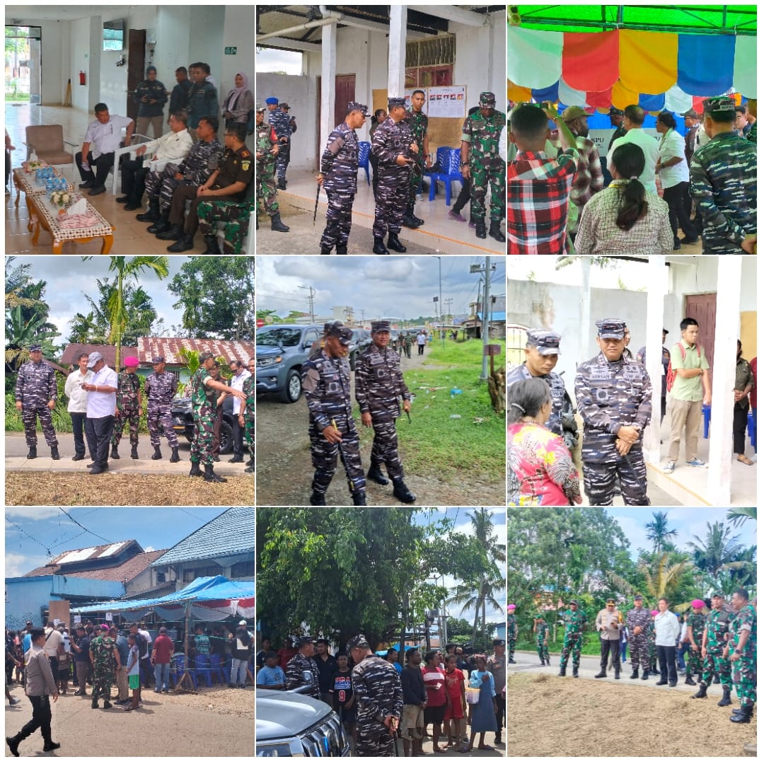 Danlantamal XIV Dampingi PJ Gubernur PBD Bersama Forkominda Tinjau Pelaksanaan Tempat Pemungutan Suara di Kota dan Kabupaten Sorong