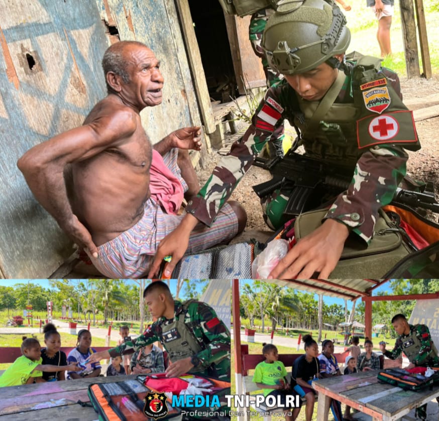 Berikan Pelayanan Kesehatan Gratis, Satgas Yonif 131/BRS Ringankan Kesulitan Masyarakat Perbatasan