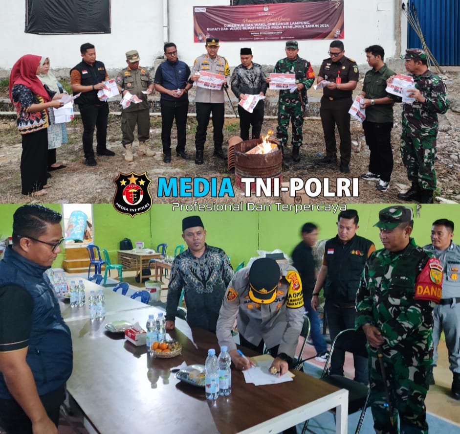 Kapolres Mesuji Hadiri Pemusnahan Surat Suara Lebih dan Rusak di Gudang Logistik KPUD