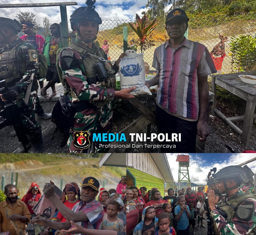 Warga Emondi Sambut Gembira Pembagian Sembako Satgas Habema