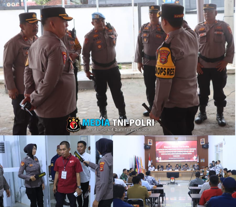 Pilkada 2024 : Aparat Gabungan TNI-Polri Amankan Pleno di KPU Kabupaten Lampung Tengah