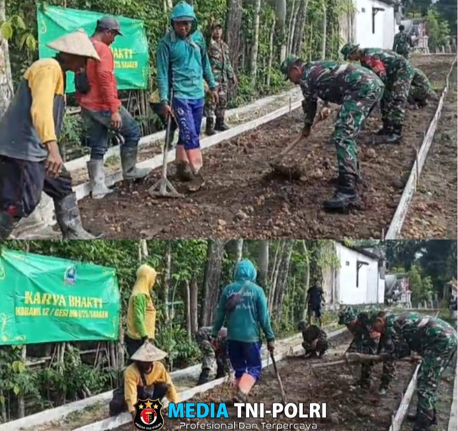 Danramil Beserta Babinsa Gotong Royong, Meratakan Jalan Menuju Kesejahteraan Desa