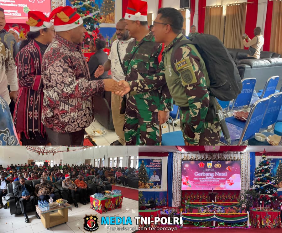 Satgas Yonif 323 Buaya Putih Bersama Forkopimda Ikuti Ibadah Gerbang Natal di Kabupaten Puncak
