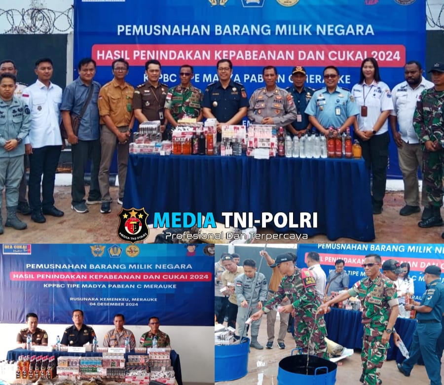 Danramil 1707-02/Merauke Ikuti Pemusnahan Barang Ilegal Yang Menjadi Milik Negara