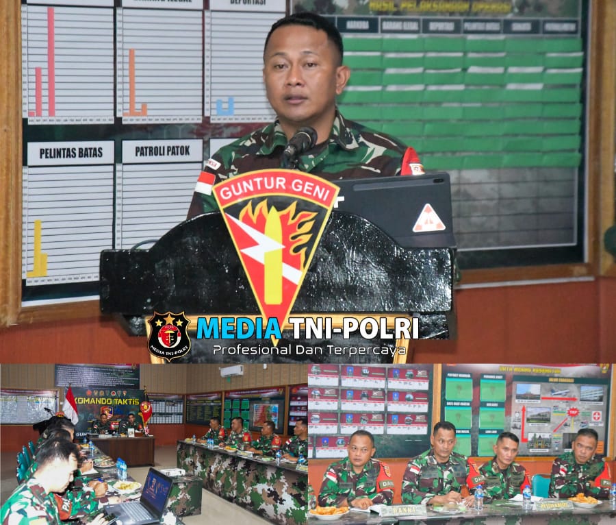 Komandan Satgas Pamtas Yonarmed 11 Kostrad Gelar Rapat Evaluasi Kinerja Selama 3 Bulan
