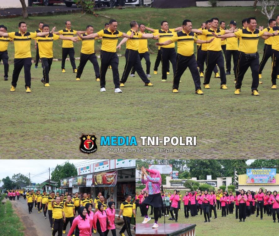 Jalin Silaturahmi, Keluarga Besar Polres Lampung Utara Gelar Olahraga Bersama