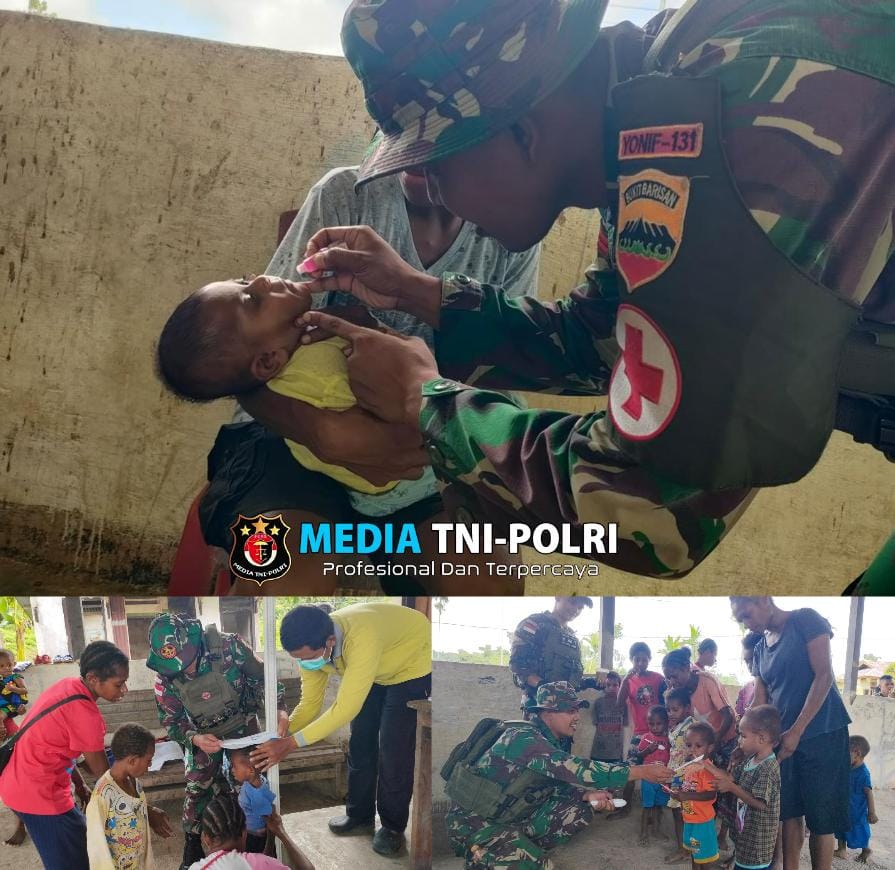 Peduli Tumbuh Kembang Balita Papua, Satgas Yonif 131/BRS Gelar Posyandu di Kampung Kalimao