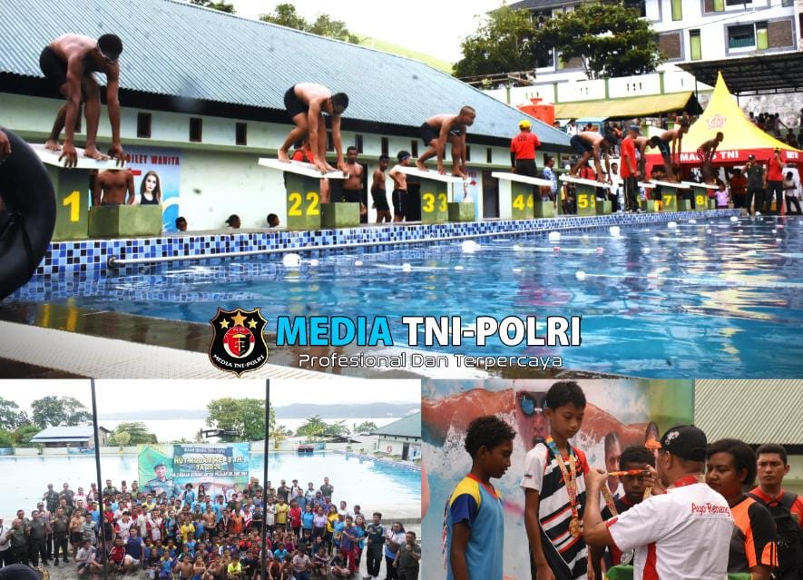 Ratusan Pelajar Antusias Ikuti Lomba Renang HUT Kodam XVIII/Kasuari “Jaring Atlet Muda Papua Barat”
