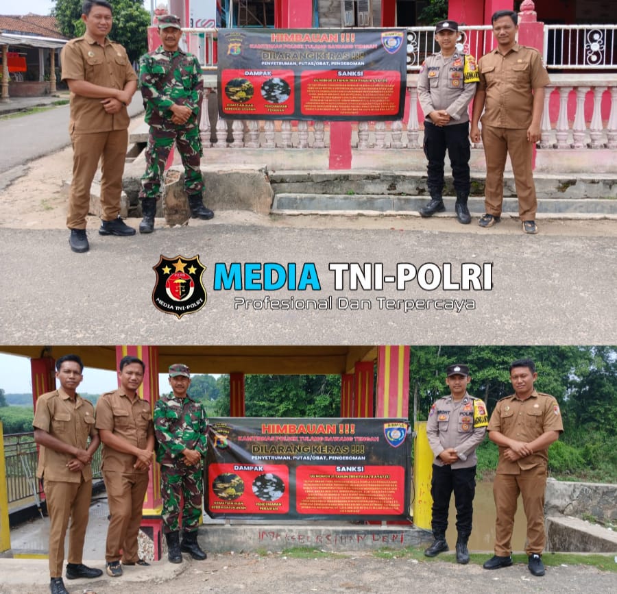 Polsek Tulang Bawang Tengah Berikan Sosialisasi dan Pemasangan Spanduk Larangan Setrum dan Racun Ikan