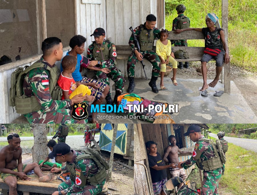 Pastikan Kesehatan Masyarakat Papua Terjamin, Satgas Yonif 131/BRS Patroli Keliling Kampung