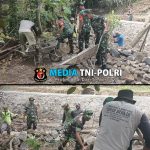 Perlancar Aliran Air, Babinsa Ikut Warga Bangun Talud