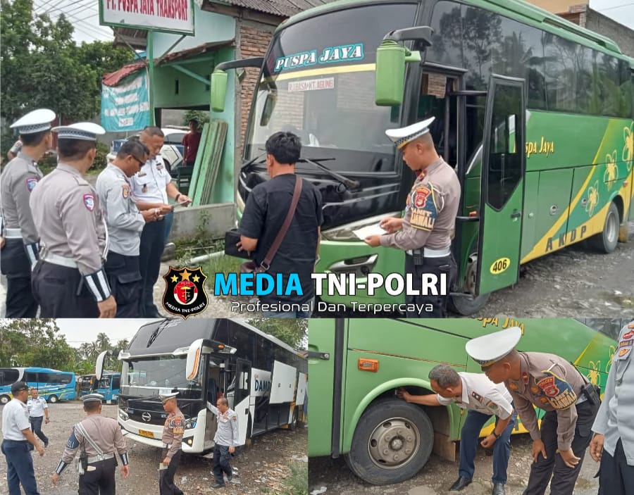 Satlantas Polres Tanggamus Gelar Ramp Chek, Pastikan Kelayakan Angkutan Bus di Libur Nataru