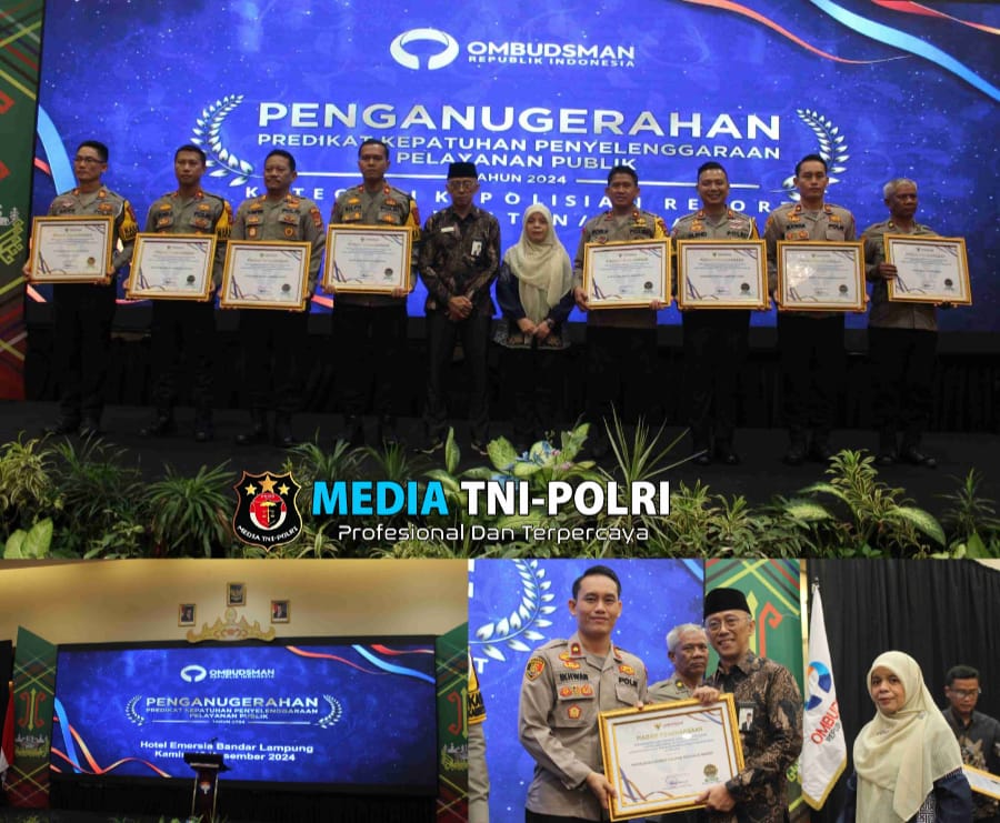 Polres Tulang Bawang Barat terima Penghargaan Pelayanan Publik 2024 dari Ombudsman RI Provinsi Lampung