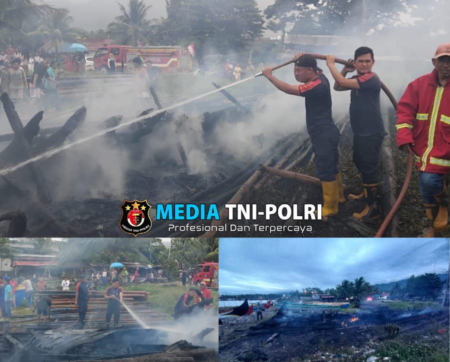 Polsek Kota Agung Identifikasi Kebakaran Kapal Bagan di Pantai Pasar Madang