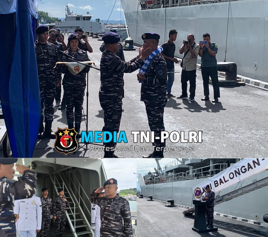 Danlantamal XIV Hadiri Penyambutan KRI Balongan-908 di Dermaga Lantamal XIV Sorong, Perkuat Koarmada III