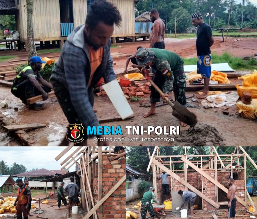 Babinsa Koramil Muting Bersama Masyarakat Kerja bakti membuat Mck Umum