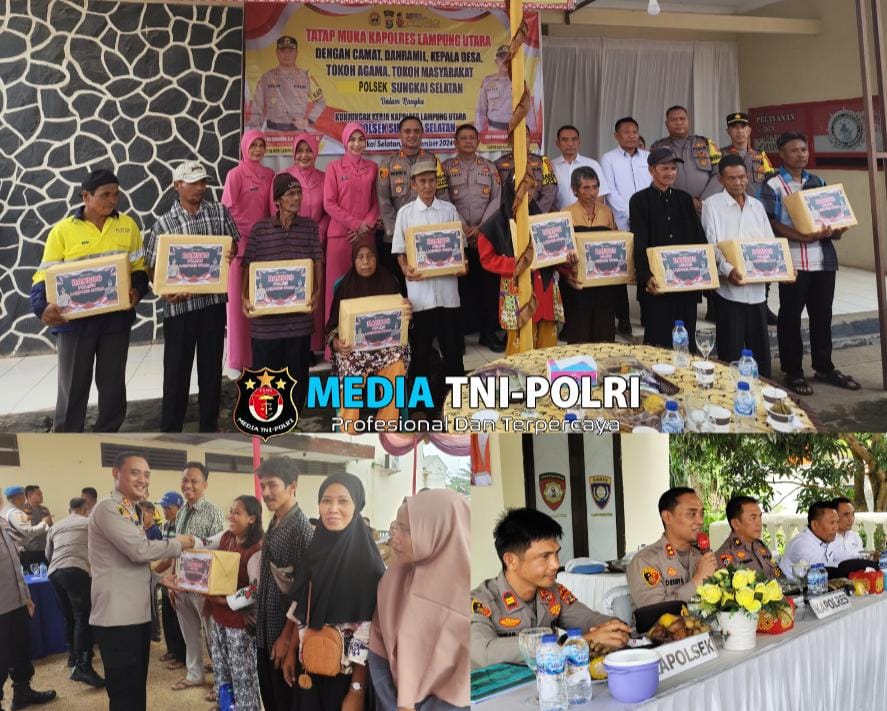 Kunker Ke Polsek, Kapolres Lampung Utara Tatap Muka dan Bagikan Bansos Kepada Masyarakat