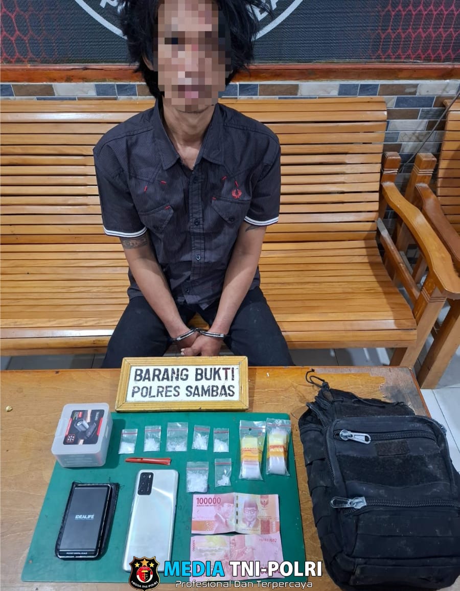 Dukung Program Nawacita Polres Sambas Tangkap Pengedar Shabu dan Sita Barang Bukti Sejumlah Paket Narkoba