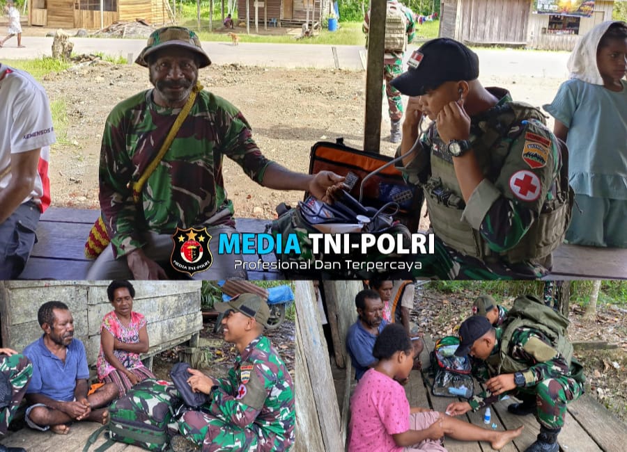 Rasa Kepedulian Terhadap Masyarakat, Satgas Yonif 131/BRS Anjangsana Dan Berikan Pelayanan Kesehatan Di Kampung Wonorejo