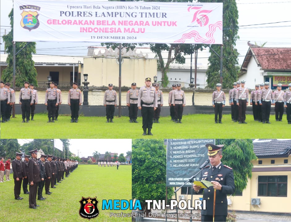 Polres Lampung Timur Gelar Upacara Peringatan Hari Bela Negara ke-76 Tahun 2024