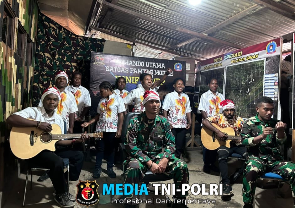 Satgas Mobile Yonif 323/BP bersama Murid SMA Ilaga lkuti Lomba Vocal Group Daring ‘Suara Nusantara’ di hadapan Bapak KASAD”