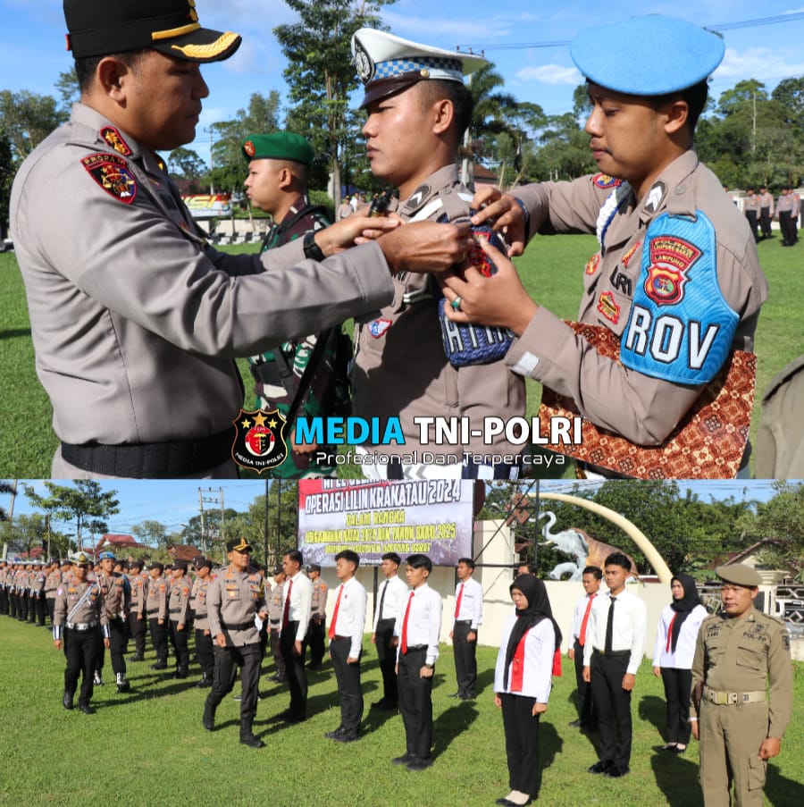 Kapolres Lampung Barat Pimpin Langsung Apel Gelar Pasukan Operasi Lilin Krakatau 2024