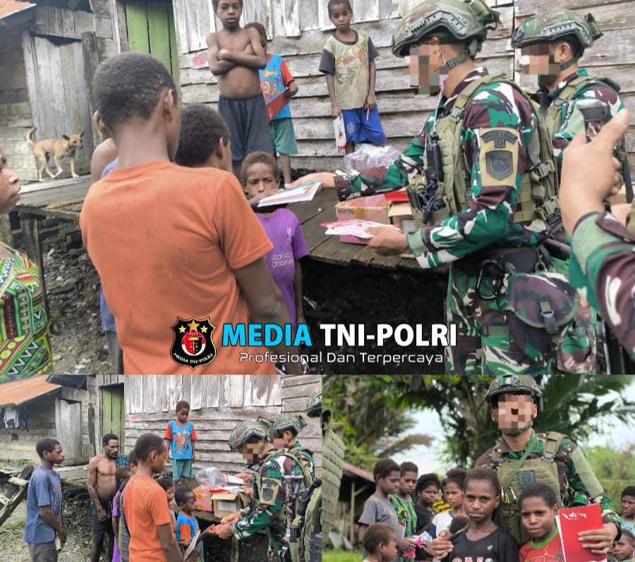 Komsos Marinir Habema Disambut Gembira Anak-Anak Kuari