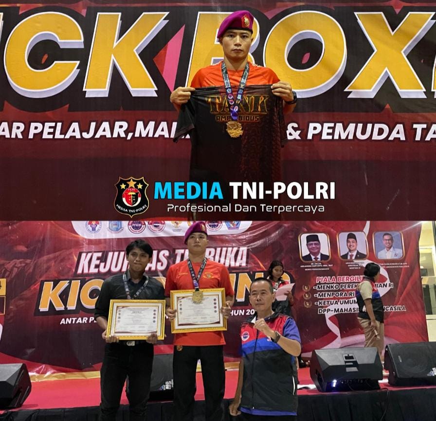 Persembahkan Medali Emas, Atlet MMA Pasmar 3 Pada Kejurnas Terbuka Kick Boxing 2024