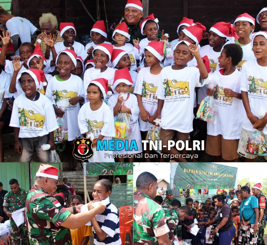 Dandim 1707/Merauke Bagikan Bingkisan Natal di Kampung Pancasila