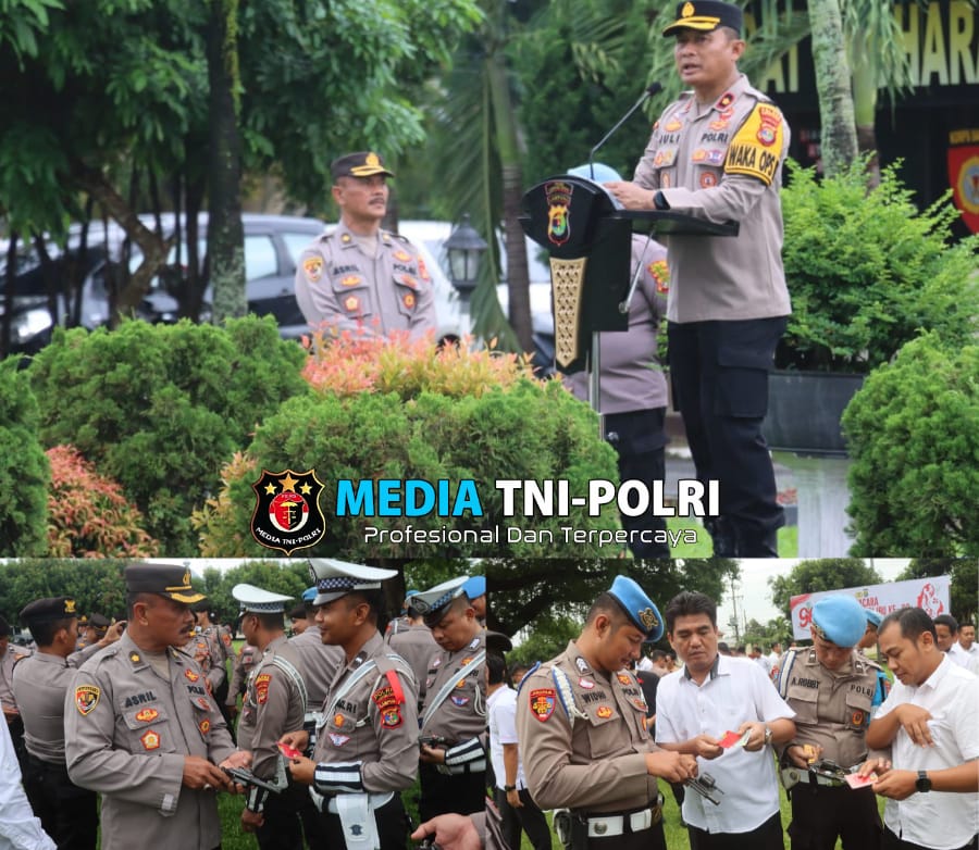 Usai Apel Pagi, Polres Lampung Tengah Gelar Pemeriksaan Senpi Personel