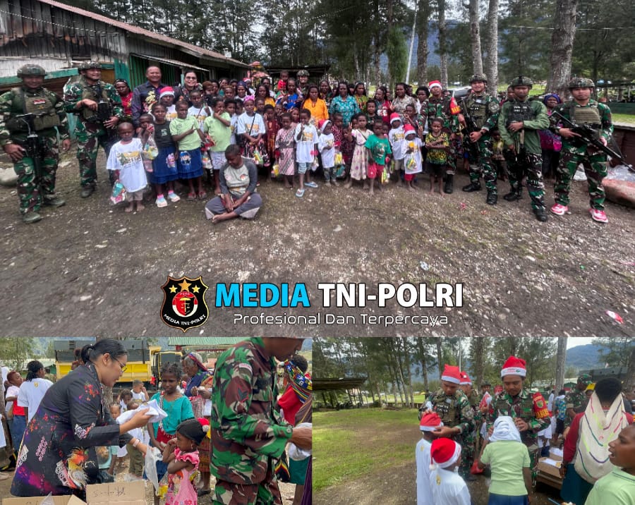 Satgas Yonif 323/BP berbagi kasih Natal di Gereja Eklesia Kampung Kago